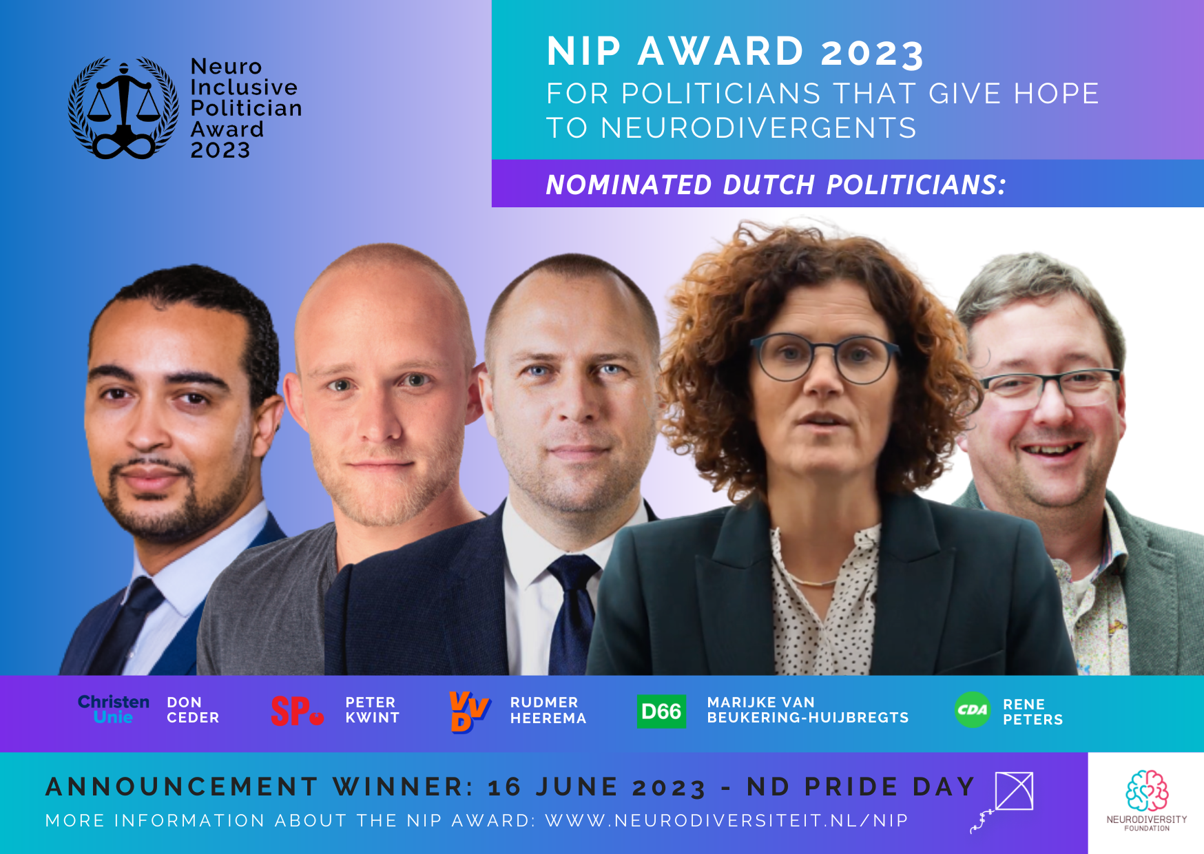 Neuroinclusieve politicus award 2023 english version nominees total