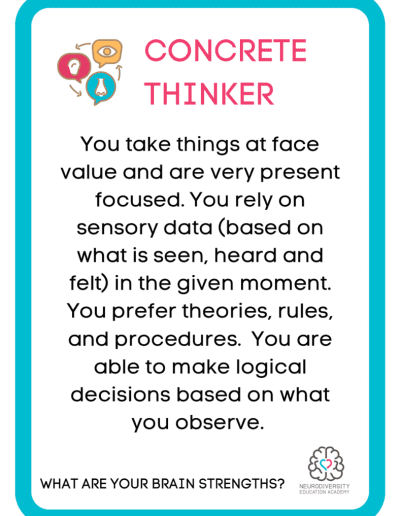 What are Your Brain Strengths cards - Neurodiversity Foundation - Neurodiversity Education Academy
