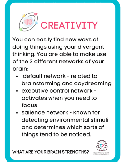 What are Your Brain Strengths cards - Neurodiversity Foundation - Neurodiversity Education Academy