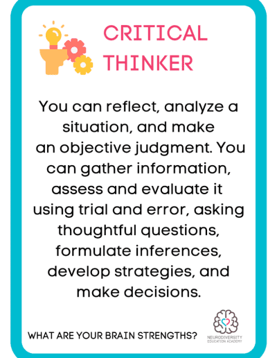 What are Your Brain Strengths cards - Neurodiversity Foundation - Neurodiversity Education Academy