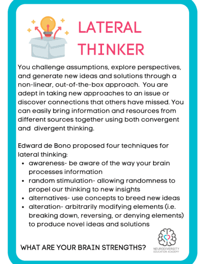 What are Your Brain Strengths cards - Neurodiversity Foundation - Neurodiversity Education Academy