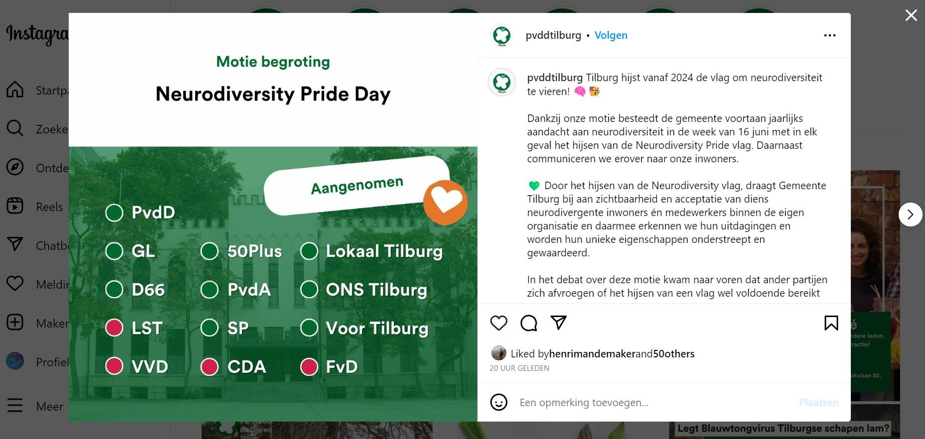 Neurodiversity Pride motie Tilburg